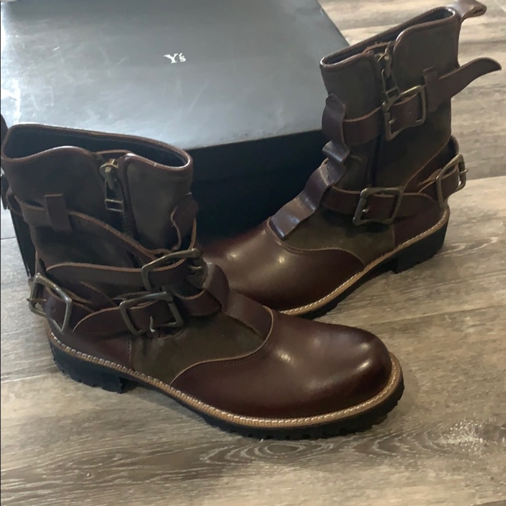 Y’s by Yohji Yamamoto Brown Biker Boots size 8.5
